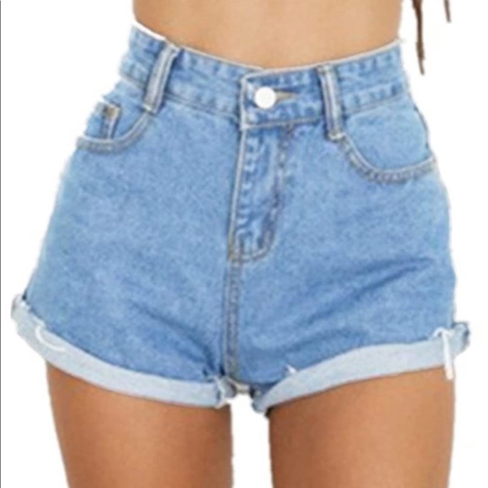 Stretch Jean High Waisted Shorts